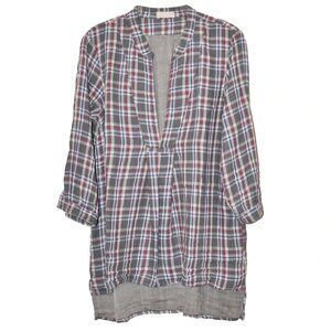 CP SHADES DAKOTA TUNIC TOP IN GREY FLANNEL PLAID BNWT SIZE XS
